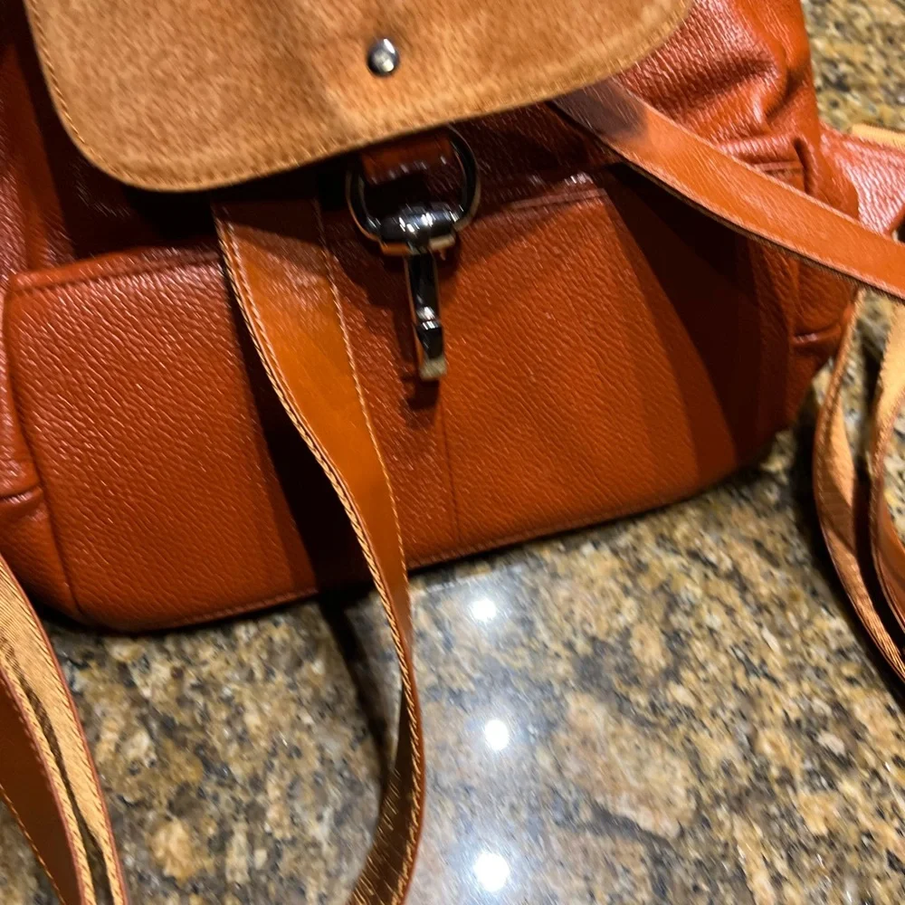 Coolcy Vintage Leather Drawstring Backpack Burnt Orange NWOT Excellent Condition